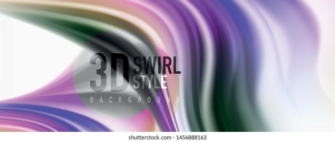 Glossy colorful liquid waves abstract background,, modern techno lines. Vector stripes, motion concept