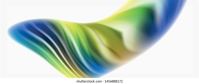 Glossy colorful liquid waves abstract background,, modern techno lines. Vector stripes, motion concept