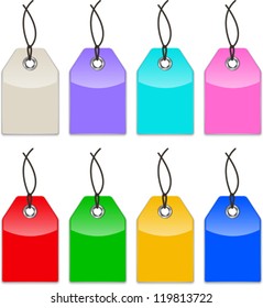 Glossy colorful price tags. Shopping labels. Vector illustration