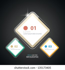 Glossy colorful rhombus vector labels, banners.