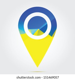 Glossy colorful Ukraine map application point label symbol 