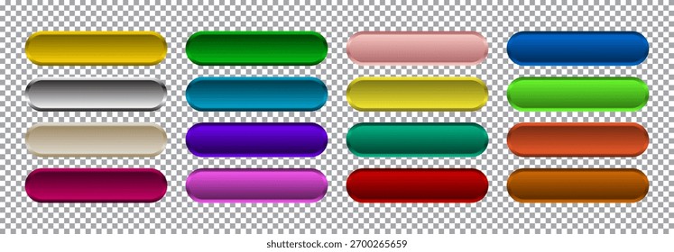 Glossy Colorful Vector Button Set for Game and Website UI UX Design, Editable EPS file