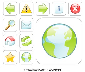 Glossy colorful web icons on white background