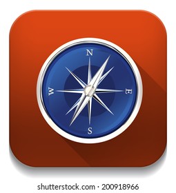 Glossy Compass With long shadow over app button
