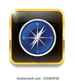 Glossy Compass With long shadow over app button