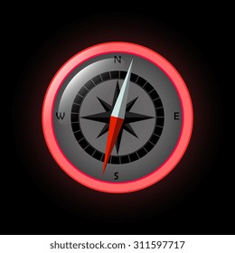 Glossy Compass with windrose. Vector Illustration.