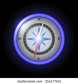 Glossy Compass with windrose. Vector Illustration.