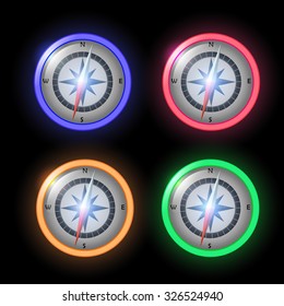 Glossy Compass with windrose. Vector Illustration.