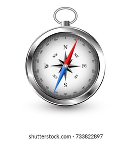 Glossy Compass with windrose. Vector Illustration.