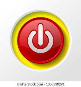 glossy contrast power button icon with shadow on isolated background