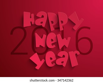 Glossy creative greeting card design for Happy New Year 2016 celebration.