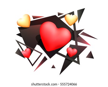 Glossy creative Hearts with abstract design for Happy Valentine's Day Celebration.