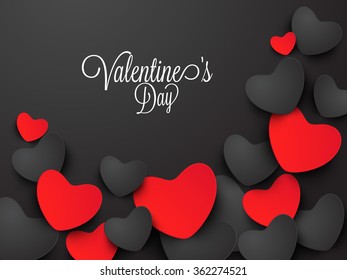 Glossy creative hearts in red and grey colors for Happy Valentine's Day celebration.
