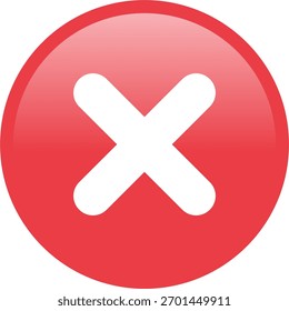 glossy cross icon vector. no, false