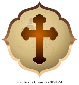 Glossy Cross Sign, Vector Illustration isolated on White Background.