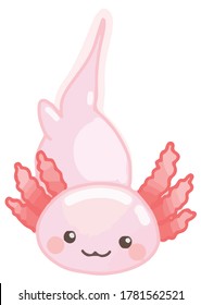 Magnífico lindo estilo kawaii axolotl rosado animal elemento de vector del océano marino aislado en fondo blanco