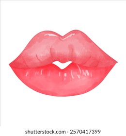 Glossy cute Watercolor Lip Illustration