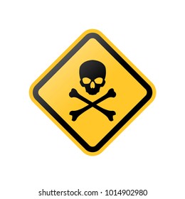 Glossy danger skull warning sign