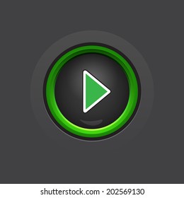 glossy dark circle play button