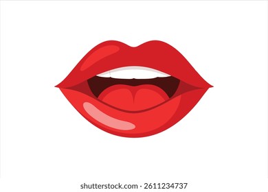 Glossy dark red lips with a cheeky tongue sticking out, isolated on a transparent background. Perfect for fashion, pop art, and digital design projects.