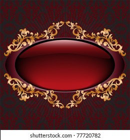 glossy dark red vignette with gilded ornament
