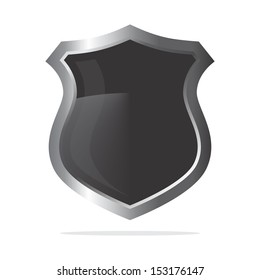 glossy dark silver shield