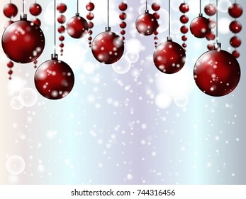 Glossy deep red baubles new year vector background illustration