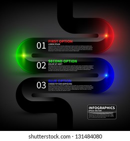 Glossy design layout with three options. Useful for presentations or web design.