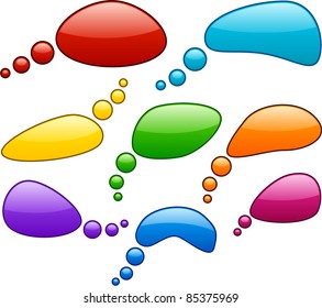 Glossy det of vector shiny glass speech bubbles.