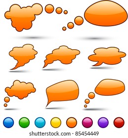 Glossy det of vector shiny glass speech bubbles.