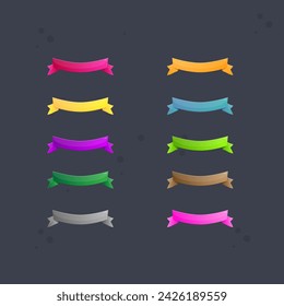 Glossy Different Colors Set  Arc Down Cute Ribbon Isolated Vector