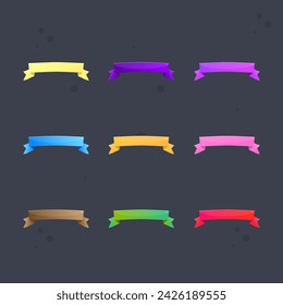 Glossy Different Colors Set Cute Ribbon Isolated Vector