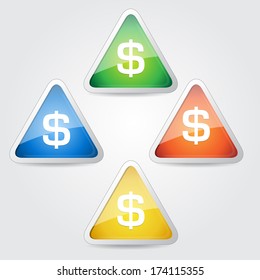 Glossy Dollar Button Icon