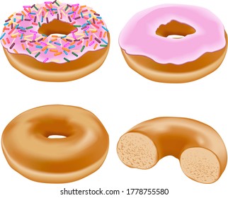 Glossen-Donuts mit rosafarbener Verglasung und mehrfarbigem Pulver