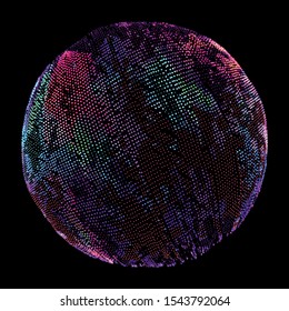 Glossy dotted lines random shaped and illustrated sphare & globe design. Vector illustration.