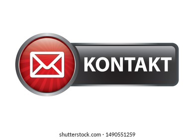 Glossy download button with German word meaning Contact 