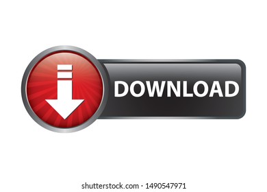 Glossy download button with text label 