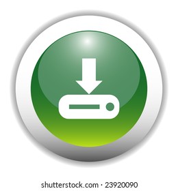 Glossy Download Sign Icon Button