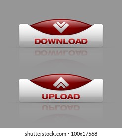 Glossy download and upload buttons useful for web design purposes