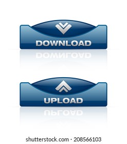 Glossy download and upload buttons useful for web design purposes