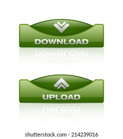 Glossy download and upload buttons useful for web design purposes