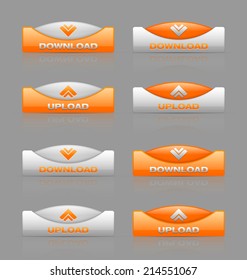 Glossy download and upload buttons useful for web design purposes