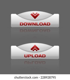 Glossy download and upload buttons useful for web design purposes