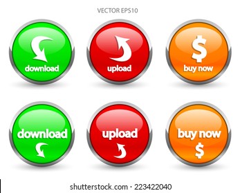 Glossy (download upload buy now) button set