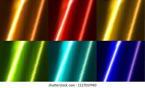 Glossy Dyed Hair Texture Samples in Vibrant Colors. Realistic Vector Illustration