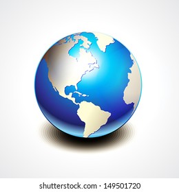 Glossy Earth Icon Vector Illustration 