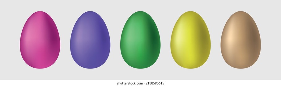 Glossy Easter eggs. Colorful design for postcard, invitation, illustration or website. Festive decor. Vector gradient.