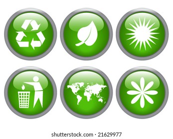 glossy ecology icon set - vector image