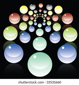 glossy editable vector bubbles/buttons arranged in circles