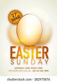 Glossy Eggs decorated Pamphlet, Banner or Flyer design for Easter Sunday celebration.